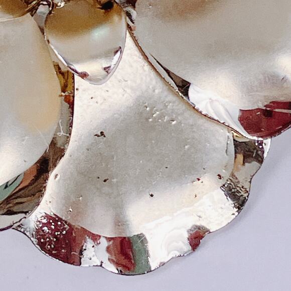 Vintage 50s 60s Gold Tone Flower Brooch Aurora Borealis Rhinestone Large Pin - Picture 6 of 12